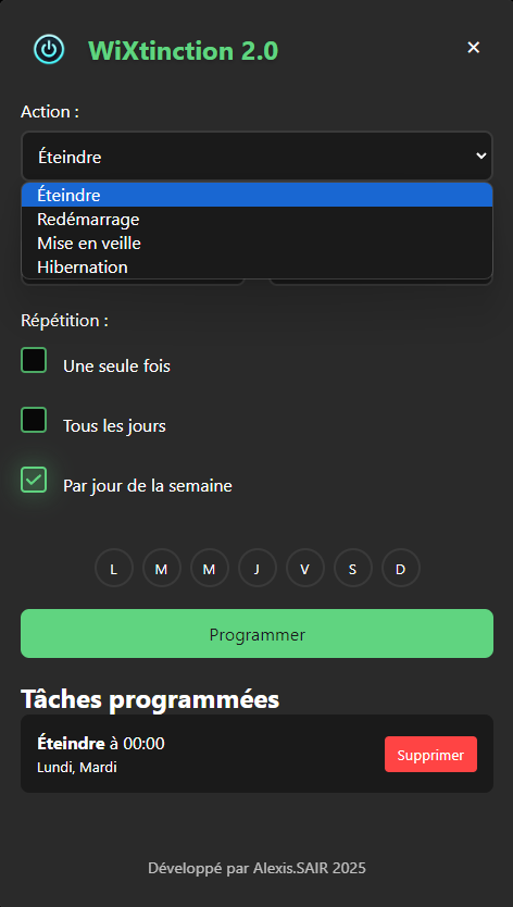 Wixtinction - Planificateur d'extinction Windows
